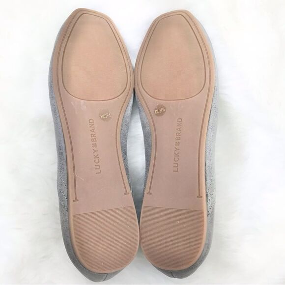 Lucky Brand ALBA Titanium Gray Leather Slip On Ballet Flats  New without Box - Picture 14 of 16